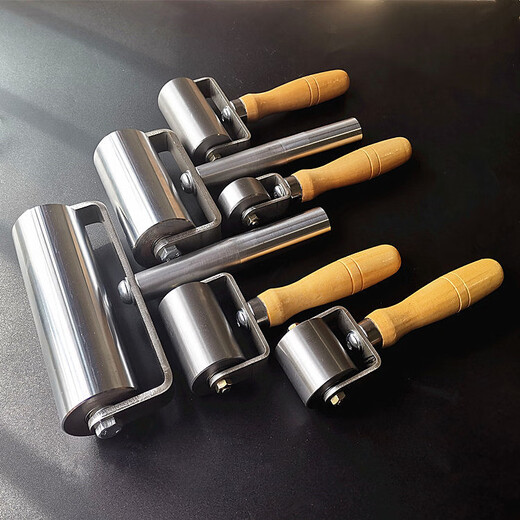 Lucius Longma custom stainless steel press wheel double bearing solid press roller waterproof roll leather pressing iron roller self-adhesive 5cm stainless steel press wheel (about 695 grams metal handle D40