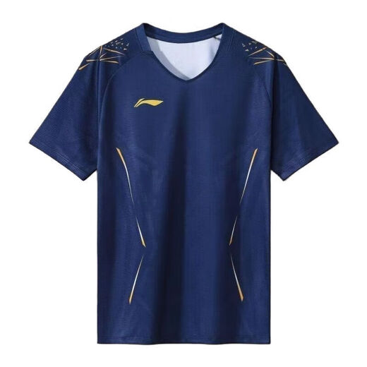 Li Ning 19902025 new badminton uniform for children 8 to 12 years old table tennis quick-drying breathable men's and women's sports competition customization FKYP-navy blue sports T-shirt 140 children's code