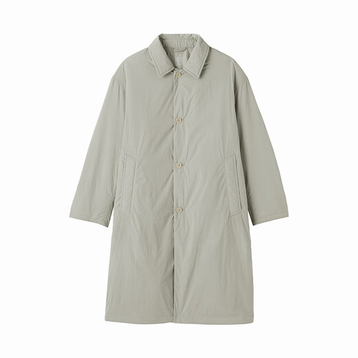 MUJI Men's Stand Collar Coat Windbreaker Jacket Long Sleeve Men's 25 Years Winter Cotton Clothes AD0XKA5A Light Silver Gray L (175/100A)
