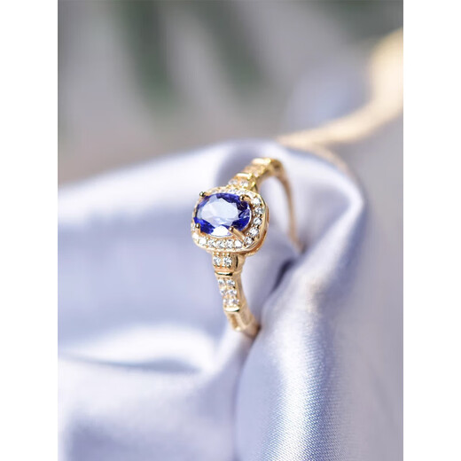 Fat Donglai's same style tanzanite ring for women s925 silver niche design ring bare stone self-discipline 02#s925 silver tanzanite ring