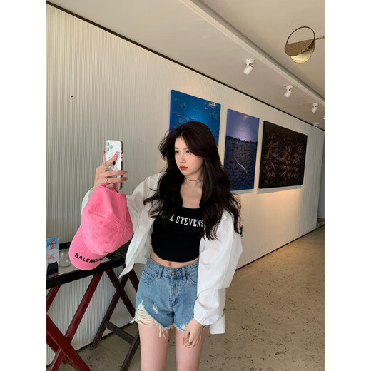 美式小吊带背心女夏季针织无袖遮副乳运动内搭辣妹外穿bm短款上衣 白色 M 【100-130斤】