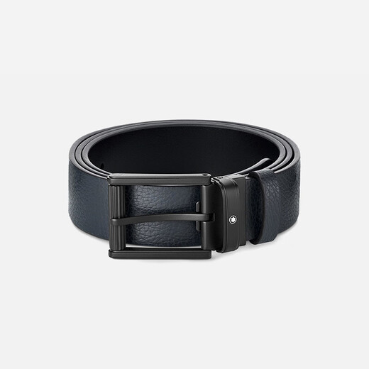Montblanc MONTBLANC Men's Square Pin Buckle Black Blue Belt 35mm 131188 New Year Gift