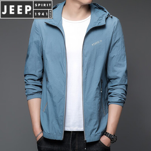 Jeep Spirit pu Sen Sun Protection Kleidung Herren Sommer dünne Outdoor-Eis Seidenhaube Sonnenschutzmantel N9928 Mist Blue M 170 105-120jin [Jin ist gleich 0,5 kg]