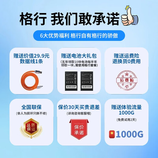 格行随身wifi6官方正品新疆云南专用无线网随身wifi6移动无线网卡cpe路由器随身wifi6非无限流量2025款 彩屏版【云南专拍可用移动】免费试用-送流量