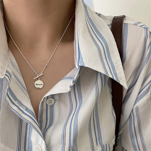 Zhou Taisheng's design sense S925 sterling silver OT buckle round brand necklace 2022 trendy autumn and winter silver 925 silver 925 silver