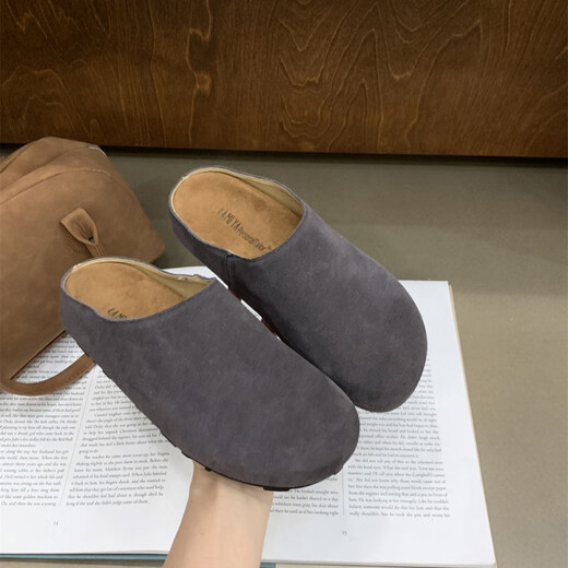 S.SOFEA Slippers Birkenstock de cuero grueso emulado para mujeres embarazadas con tendencia retro anti-deslizamiento 9226 azul 36
