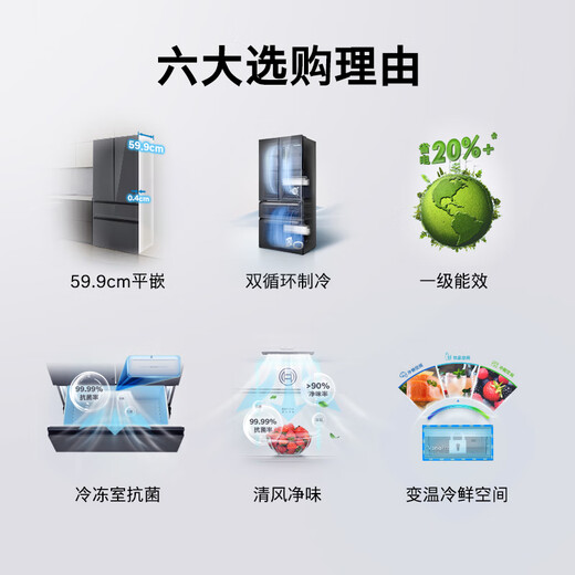 Bosch Lingqiao F8s 501L French-style multi-door refrigerator ultra-thin zero-embedded flat-embedded large-capacity dual-system frequency conversion odor-free freezer antibacterial KME50S97TI national subsidy