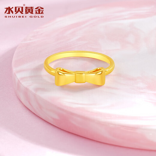 Water shell gold pure gold 999 bow ring type B birthday gift girlfriend confession gift bow ring 14 circles (B type) gold weight 0.5 + more refunds or less compensation
