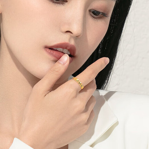 JBV Old Phoenix Authentic Gold Four-leaf Clover Ring Women's Live Ring Niche Design Ring Birthday Gift