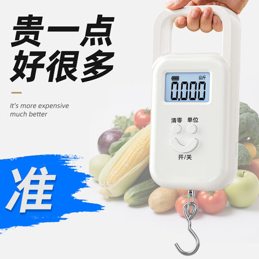 手提秤电子秤便携秤克秤称菜快递吊秤高精度行李秤 白色聚能快充款50公斤高精度5克