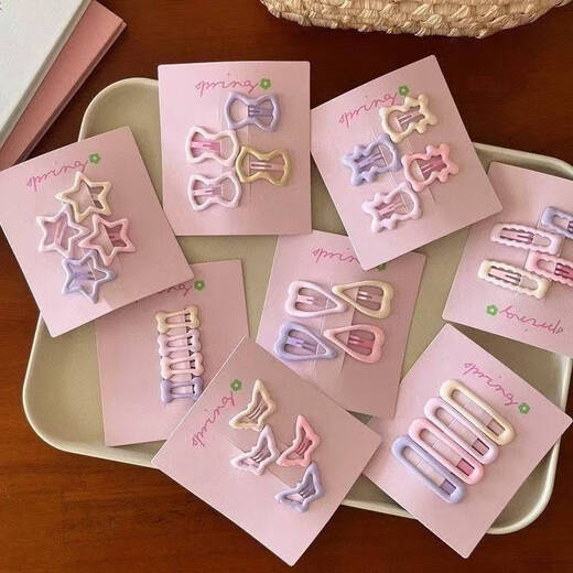 
Cream mini hair BB clip cute five-pointed star bow bear side clip girl student hairpin headdress 3# bow style 4-piece set [simple outfit]