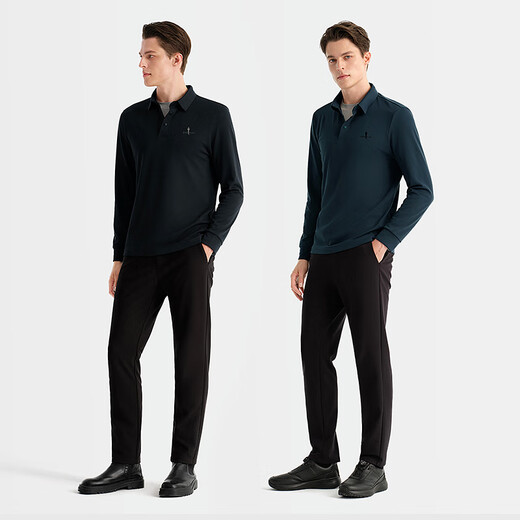 Biyinlefen lightweight autumn and winter men's tops are skin-friendly, soft and easy to care for, long-sleeved lapel POLO shirts can be used as base layers