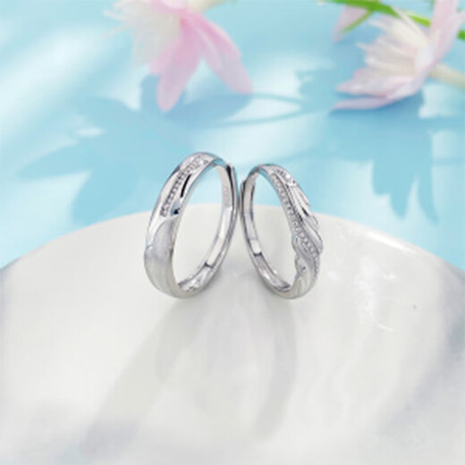 Beijing Gold Trading Center Co., Ltd. platinum ring pt950 platinum guardian angel couple ring proposal birthday Valentine's Day gift for boyfriend and girlfriend, about 8.55g a pair