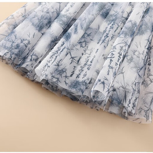 Einfache Richtung 2025 Sommer neuer chinesischer Chinese-Style-Tinten-Chiffon-Rock für das Retro Mesh A-Line Mid Rock 9906-5# Chiffon-Garn für Frauen, eine Rocklänge von Einzelgrößen 68 cm)