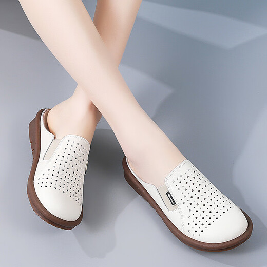 Belle Yiyuan Pantoffeln für Frauen im Sommer 2025 Neue weiche einzige dicke alleinige Sandalen außerhalb von Rutsch außen Mutter Sommer halbe Hausschuhe 9898 Beige 35