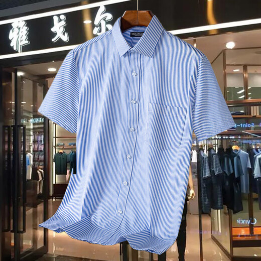雅戈尔旗舰官方店2025新款DP免烫棉短袖衬衫男夏季免烫抗皱衬衣休闲上衣 DX6624 XL 180/100 42建议160-170斤