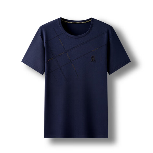 Camiseta de manga corta para hombres de mediana edad y ancianos y ancianos Top informal de seda de seda de hielo de hielo de mediana edad para ropa de verano para hombres 695 azul marino one size 165/s (recomendado 110 jin [Jin iguala 0.5 kg] o menos)