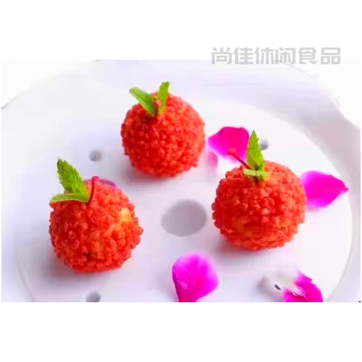 Shihuaiqichu rote knusprige Blumenkörner 250 g knusprige Körner knusprige Früchte Hotel kommerzielle Litschi-Garnelenbällchen rote gelbe knusprige Körner 250 g