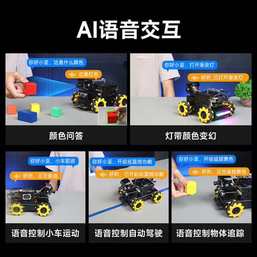 Yahboom Raspberry Pi 5 Car Vision Vision ROS2 Robot Autopilote Reconnaissance vocale incarnée Intelligent AI Big Mode Model Edition Standard avec Raspberry PI 5-8GB Comprend la carte TF