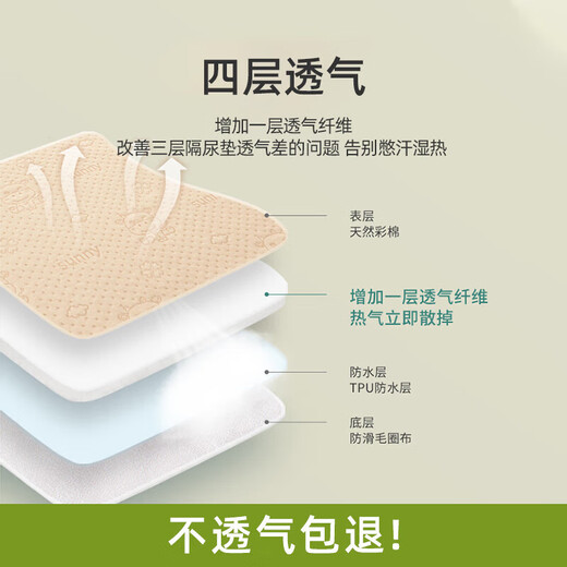 彩棉隔尿垫婴儿隔尿垫可水洗彩棉宝宝尿布垫产妇护理垫 彩棉随机图案1片装 100*150cm
