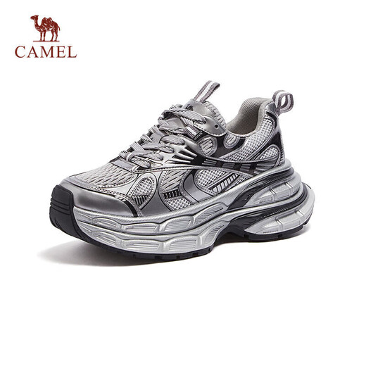 Camel (CAMEL) Silver Moon Outdoor Retro Dad Shoes Thick-soled Casual Shoes L24A283742 Gray/Gun/Black 38