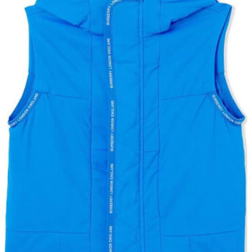 Burberry (BURBERRY) vest solid color logo strap hooded cotton vest blue children's model blue one size 10Y