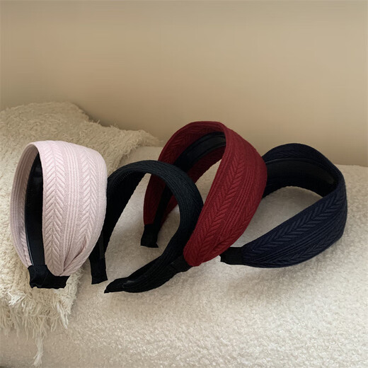 Fabric printing fashion simple wide version headband retro gentle style headwear non-slip hair high head hair ornaments for women headband - red