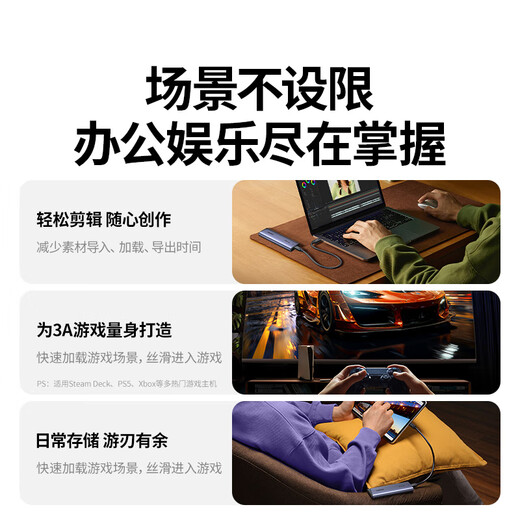 Greenlink M.2 NVMe/SATA solid-state mobile hard drive enclosure 20Gbps USB4 hard drive enclosure 40Gbps Compatible with Thunderbolt 3/4, suitable for Apple Macmini notebook SSD solid-state M.2 NVMe/SATA 20Gbps with CC cable