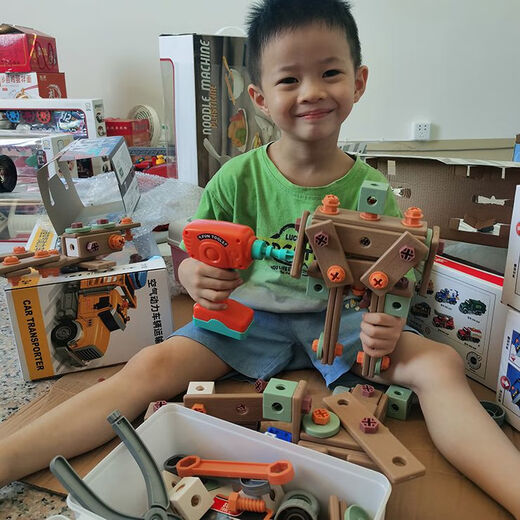 儿童工具箱拆卸玩具套装组拼台仿真修理维修电钻电动拧螺丝刀男孩 9905百变套装无电钻PCS80