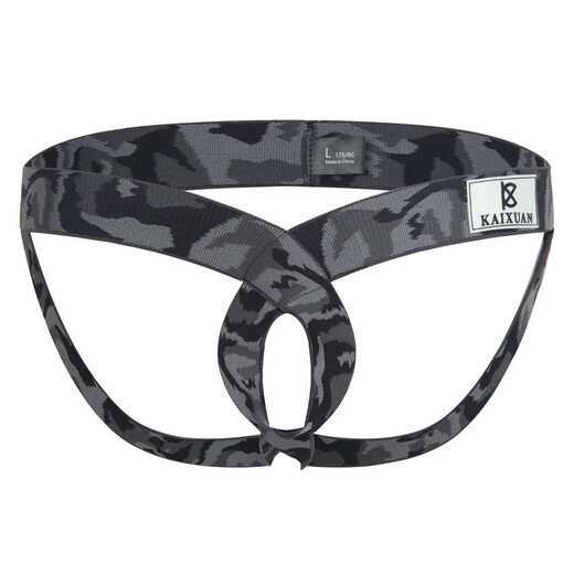 Men's sexy underwear gay thong hollow tight cross triangle ins summer outdoor internet celebrity bar black S