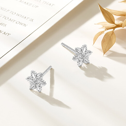 Chao Acer Frosty Snowflake Platinum Earrings for Women PT950 Earrings as a Birthday Gift for Girlfriend, Priced at RMB 170, 0.75g, One Pair, Contains Silicone Ear Plugs