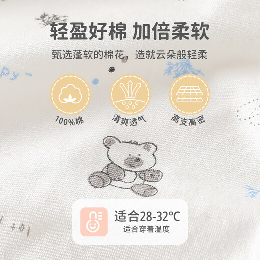 YEEHOO Ying's Baby Clothes Set Spring and Summer Pure Cotton Summer Thin Underwear 0-6 Months Newborn Baby Pajamas Summer Wear Blue Bear Two-piece Suit_ Summer Thin Dual-purpose File 52 Recommended for maternity or 5-7 Jin Jin equals 0.5 kg