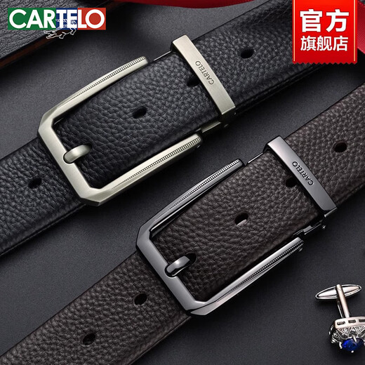 Belt Herren -Pin Schnalle Gürtel Kopfschicht Cowhide Modetrendy und vielseitiges Geschäft Casual Belt TD682 Matt Black TD679 Matt Black Belt 130 cm