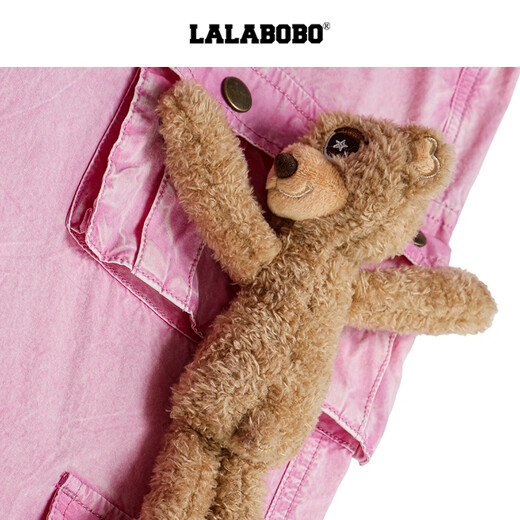 LALABOBO[商场款]立体熊多口袋工装裤女25新款宽松休闲阔腿裤LBEB-WXZC27 粉色 常规 S