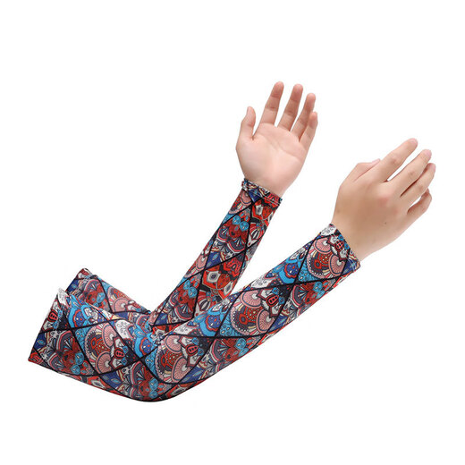 Printed sunscreen summer high-elastic ice silk men's sleeves for sports and cycling A21-HX fishing arm sleeves forest skull one size