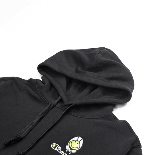 Champion Men's Fashion Embroidered LOGO Casual Pullover Hooded Sweatshirt Black L