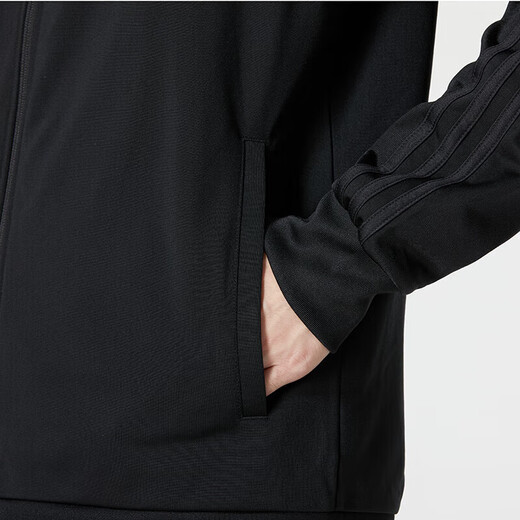 Adidas Männersportanzug Fitness lässig und modisch offene Kragenjacke lose Strickhosen H46101+GK9226/Schwarze Drei Streifen an der Seite der Jacke XL