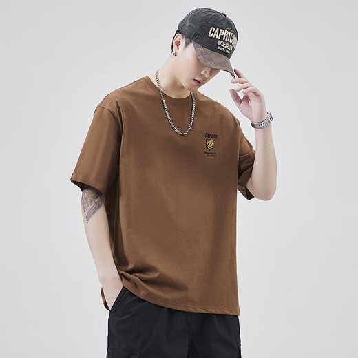 
Playboy American trendy short-sleeved T-shirt for men 2025 summer new loose casual versatile T-shirt embroidered round neck half-sleeved 5009# dark gray M [recommended 95~110Jin [Jin equals 0.5 kg] wear]