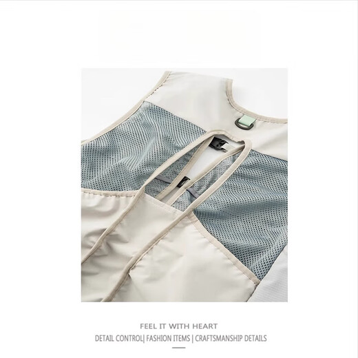 He Jiagong outdoor multi-functional lightweight sports fishing vest multi-pocket hiking mountaineering riding short vest vest men gray S