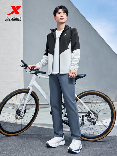 Sanqihu water-repellent top autumn and winter new men's jacket training suit outdoor cycling suit double-layer windbreaker sportswear 0106 regular-true black-classic and simple S S