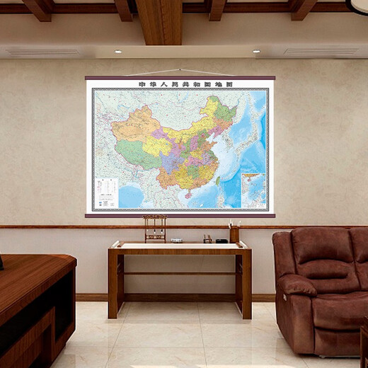 2024年中国地图世界全图挂图超大尺寸2.5米x1.8米高清正版防水覆膜仿杆办公室背景墙装饰地图挂画中国地 页面展示款2.5*1.8米中国