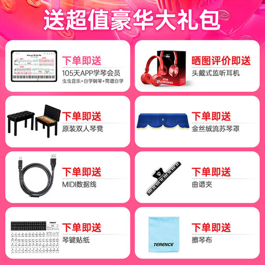 特伦斯电钢琴88键重锤数码电子钢琴专业成人儿童初学入门考级E50/E55