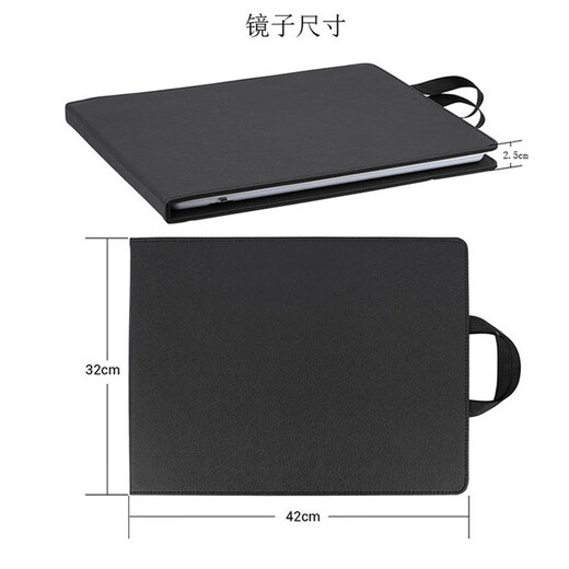 CURRAN KOUMAH Portable LED Makeup Mirror with Light Folding Rechargeable Makeup Artist Follow-Up Large Fill-Light Mirror Black Leather Case Zipper Model 10000 mAh Ultra Clear