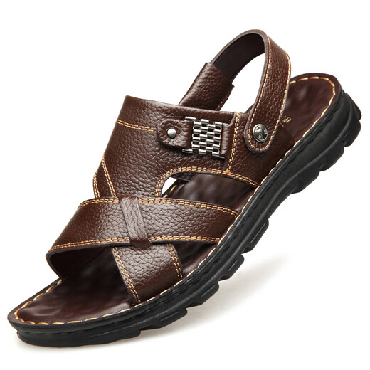 
Yierkang official website [Real cowhide] first layer cowhide sandals for men genuine leather summer men's sandals for men casual two-wear driving sand 9928_Brown [First layer cowhide] 38
