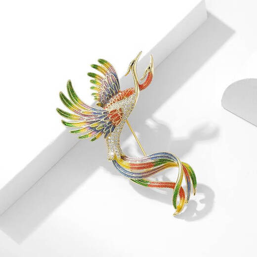 Chishou enamel temperament phoenix brooch for women high-end fashion suit pin cardigan shawl button sweater decoration XL688/purple phoenix brooch