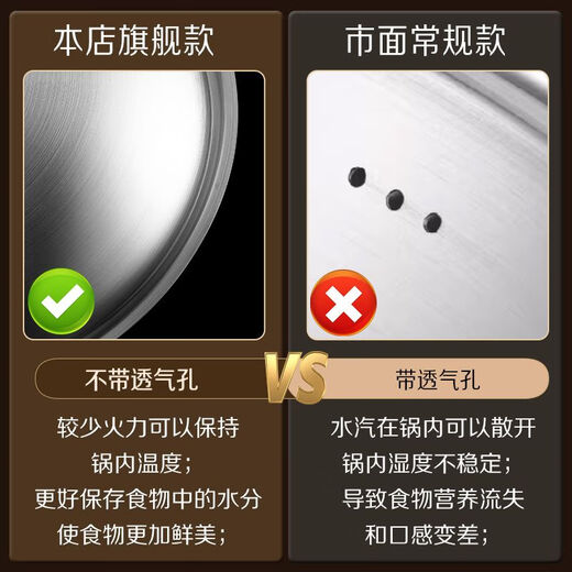 Yili rural large pot lid high arch pot lid 316L stainless steel household universal 32cm wok round lid universal steamer 316 steel inner diameter 38CM outer diameter 40CM