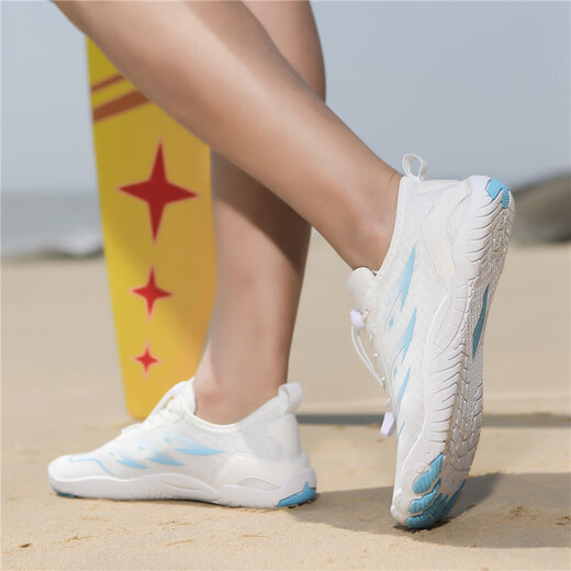 Di Gelong outdoor river tracing shoes breathable water fishing shoes for men and women seaside quick-drying beach swimming shoes indoor fitness 281 white blue 40