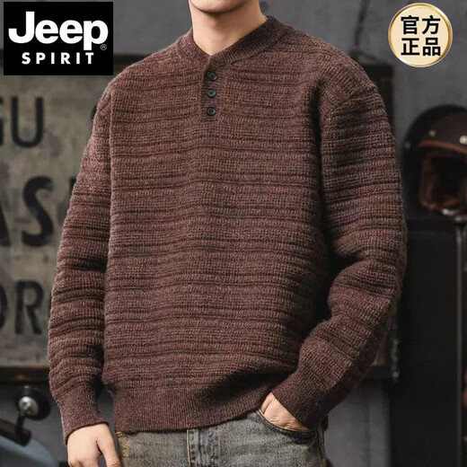 JEEP SPIRIT American retro sweater for men in winter warm pullover bottoming sweater high-end handsome Henry collar lazy style jacket Hua Ka weighs 850 grams M 110-130 Jin Jin is equal to 0.5 kg