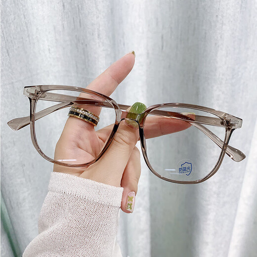 
Korean version TR90 anti-blue light flat-light mirror men and women same style without makeup slimming glasses Internet celebrity square glasses frame 15938 gray frame [glass box + mirror cloth] TR frame anti-blue light