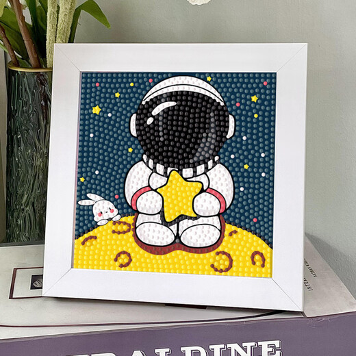 Astronauten und Kinder handgefertigtes DIY Diamond Stickers Material Pack Kindergärtnerinnen für frühe Bildung Paste Geschenk 7029 bezieht sich darauf, wer Geld verdient [Holzrahmen + Werkzeuge + Farbbox]